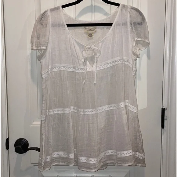 Denim & Supply Ralph Lauren L Peasant Bohemian Southwest Cap Sleeve Pullover Top - Picture 16 of 16